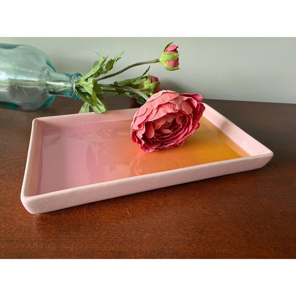 Ombré Sunset Trinket Tray: 9x5 inch Decorative Tray